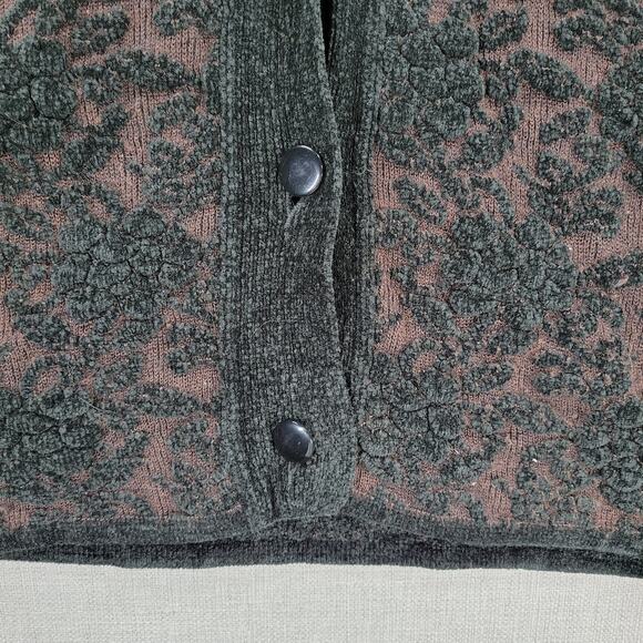 Maglificio Belvedere Womens Cardigan M Black Brown Floral Print Knit Embroidered - Picture 4 of 13
